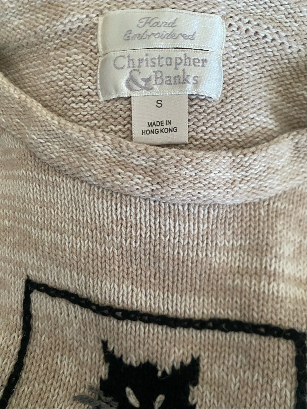 Vintage Christopher & Banks Short Sleeve Cat Knit Sweater Shirt - Picture 5 of 5